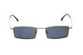 Sunglasses with gold frame and blue lenses on a white background