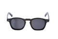 Black sunglasses with gray lenses on a white background